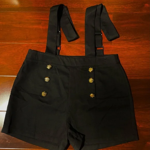 SHEIN Womens Overall Short with Buttons Black Size L - Picture 6 of 8